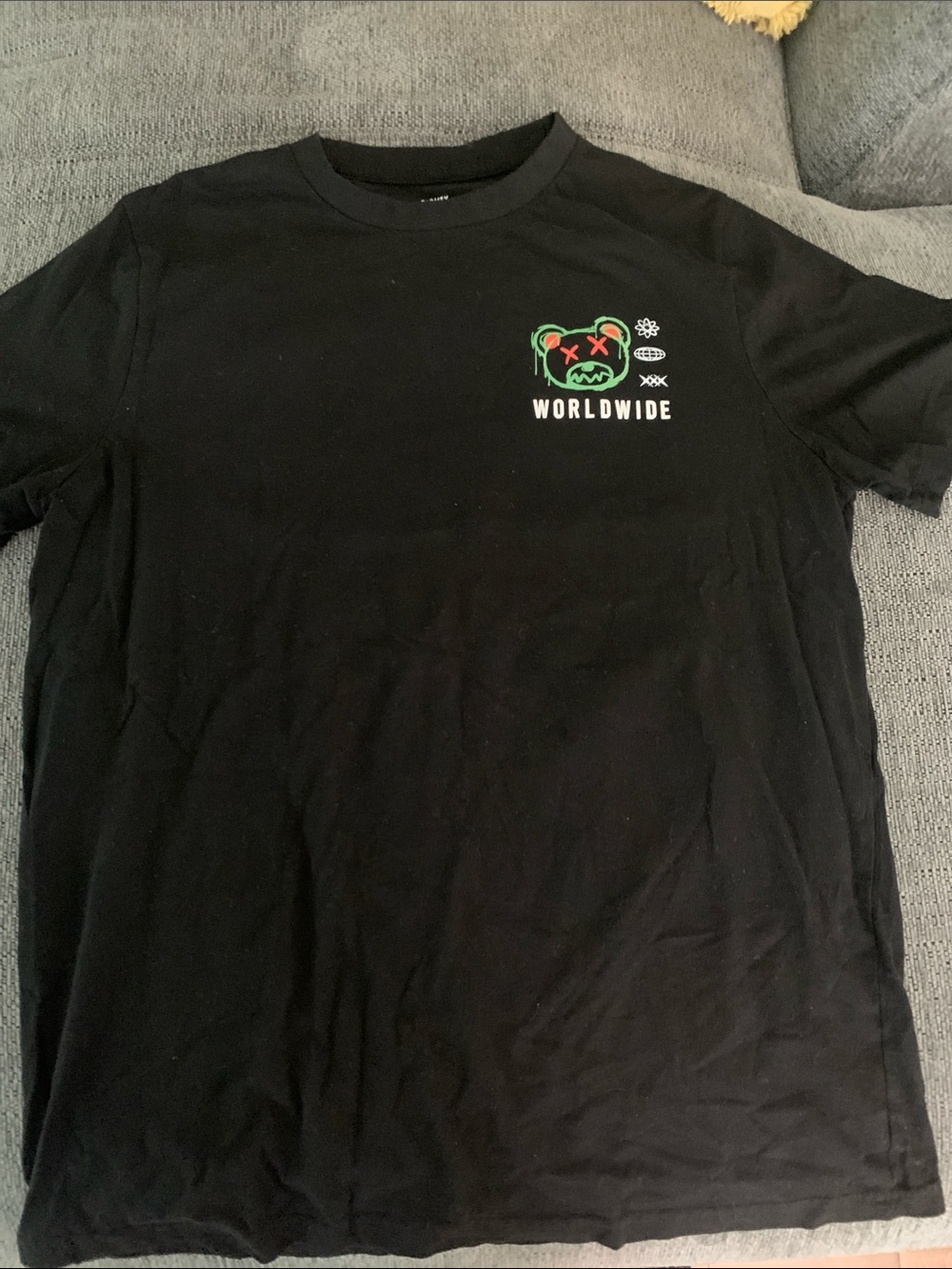 Eighty Eight Black Tee with Green & Red Bear Graphic